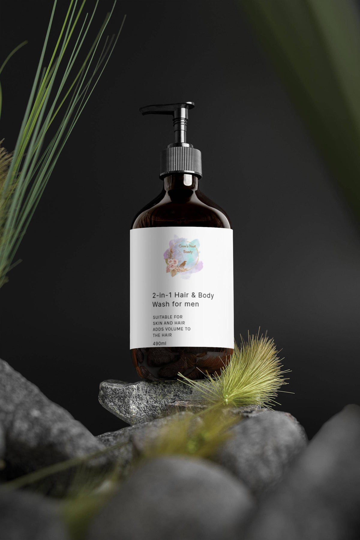 Selfnamed 2-in-1 Hair and Body Wash for men with a sleek bottle, showcasing the product label and packaging design.