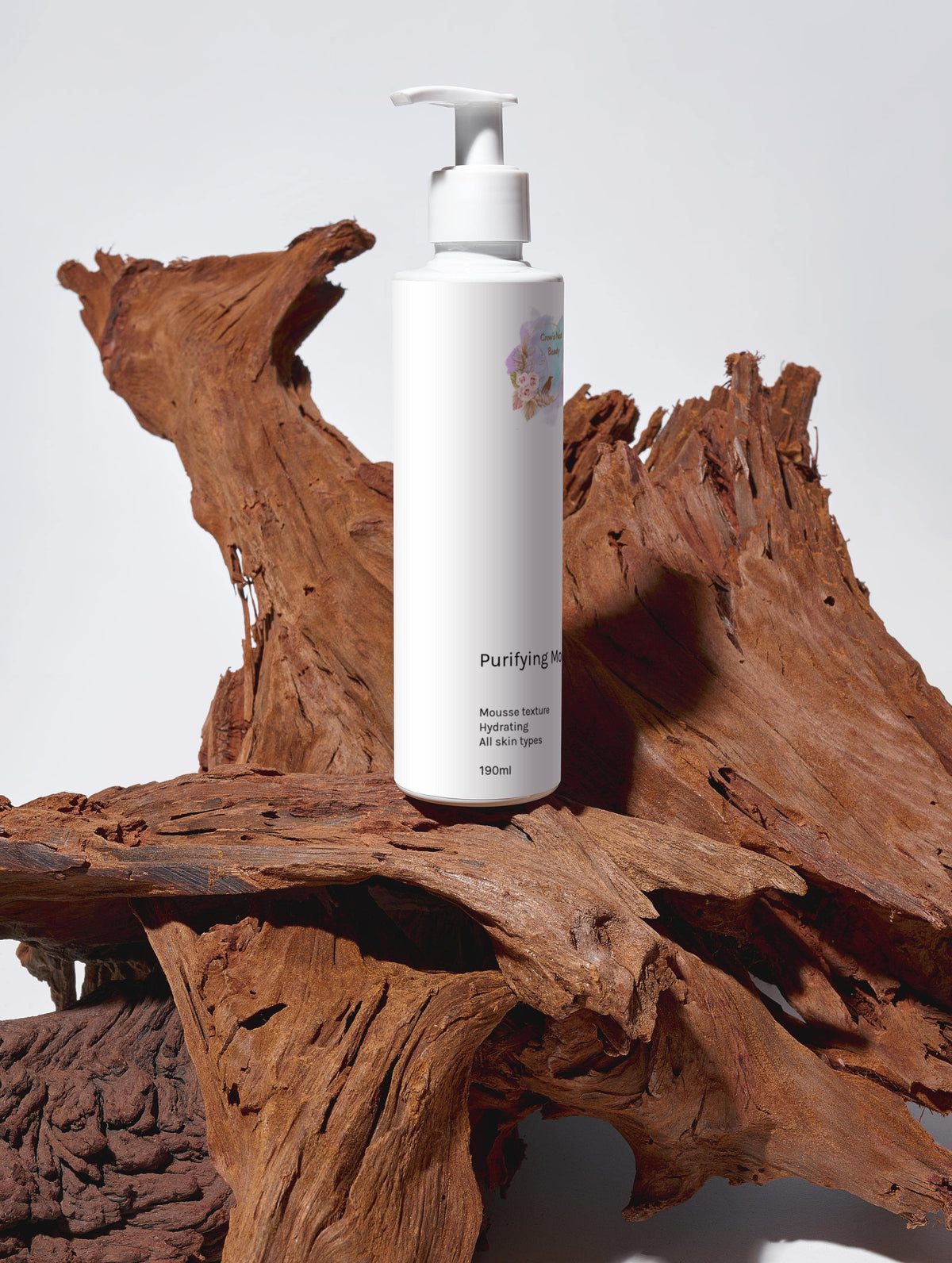 Selfnamed Purifying Mousse in a pump bottle, showing a light, airy foam texture for deep cleansing and skin purification.